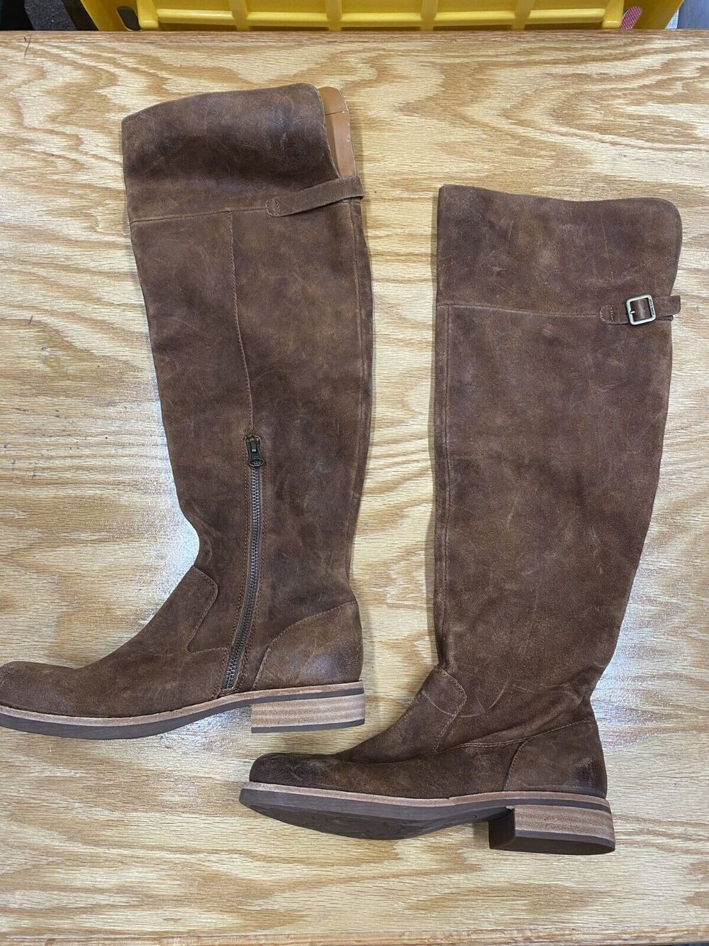 Kork Ease Addison Riding Boots Women's 7 M Brown Leather Side Zip Knee High S62